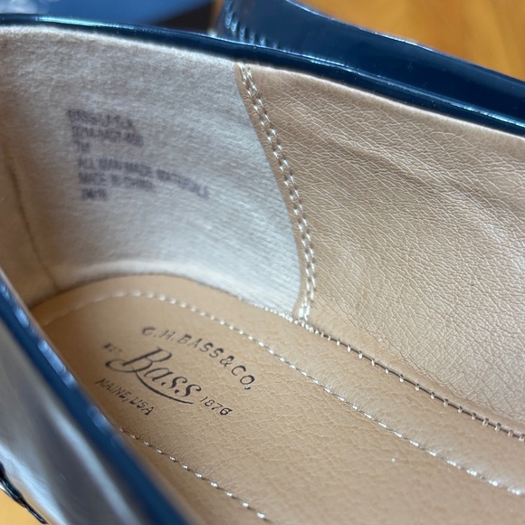 G.H. Bass & Co. Navy Patent Pointed-Toe Flats with Stud Detail - Picture 3 of 7